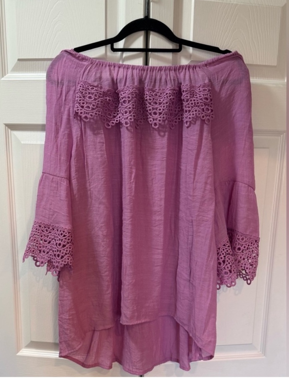 C EST. 1946 Pink Boho Blouse Crochet Lace Trim Peasant Top Sz 18/20W